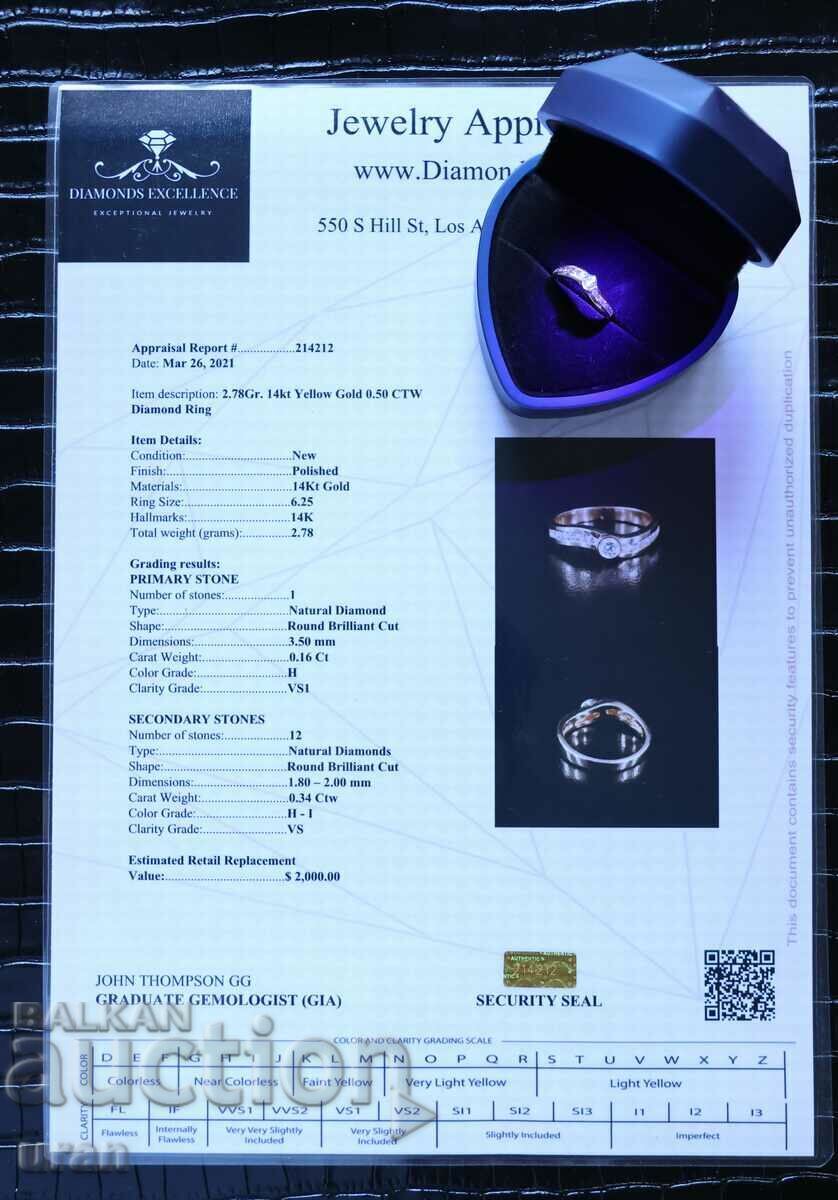 Inel de aur nou cu diamante naturale de 0,50 ct - 6 Inel de aur nou cu diamante naturale de 0,50 ct - 6