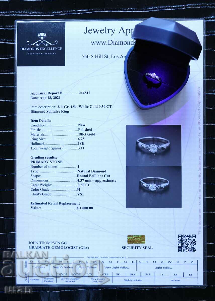 New Gold Ring with 0.30ct Natural Diamond - 6