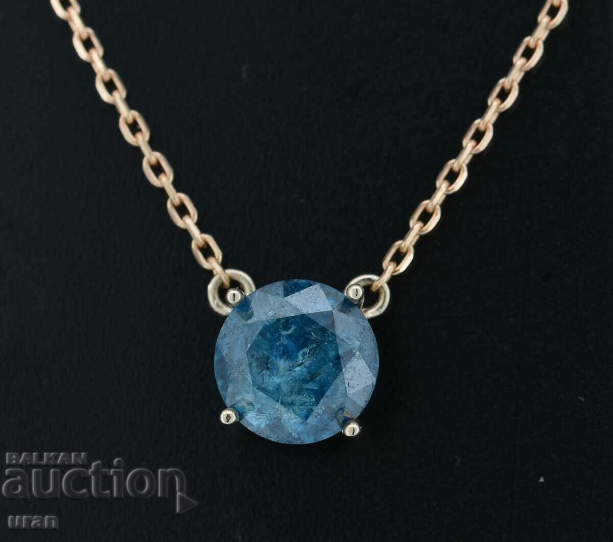 New Gold Necklace with 1.06ct Natural Blue Diamond