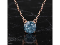 Nouă colier de aur cu diamant natural albastru de 1.01 ct
