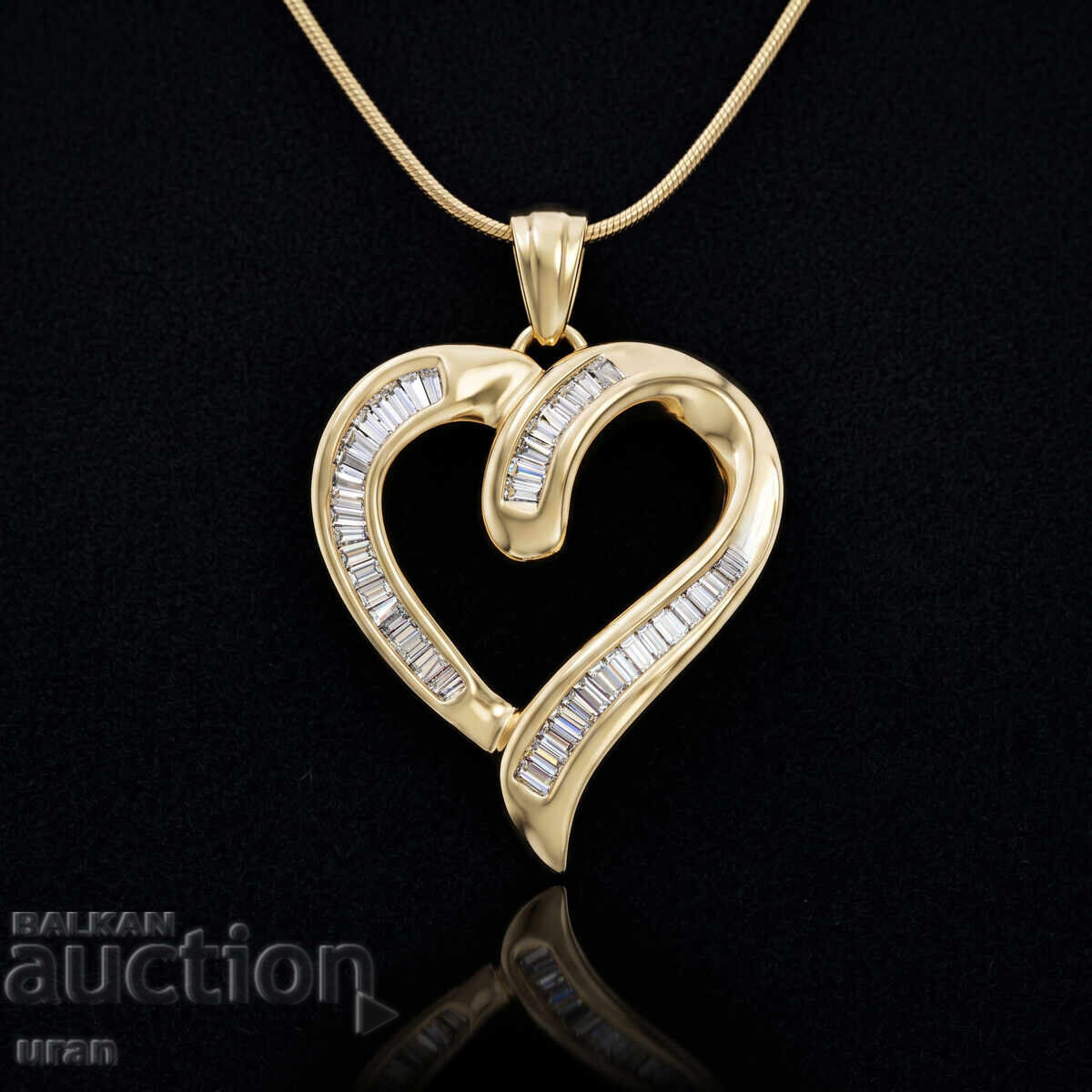Colier nou de aur cu diamante naturale de 0,55 ct