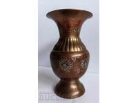 . SOLID HAND ENGRAVED METAL VASE HEALTHY