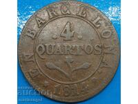 Jose Napoleon 4 Quarters 1814 Spain Barcelona - rare year