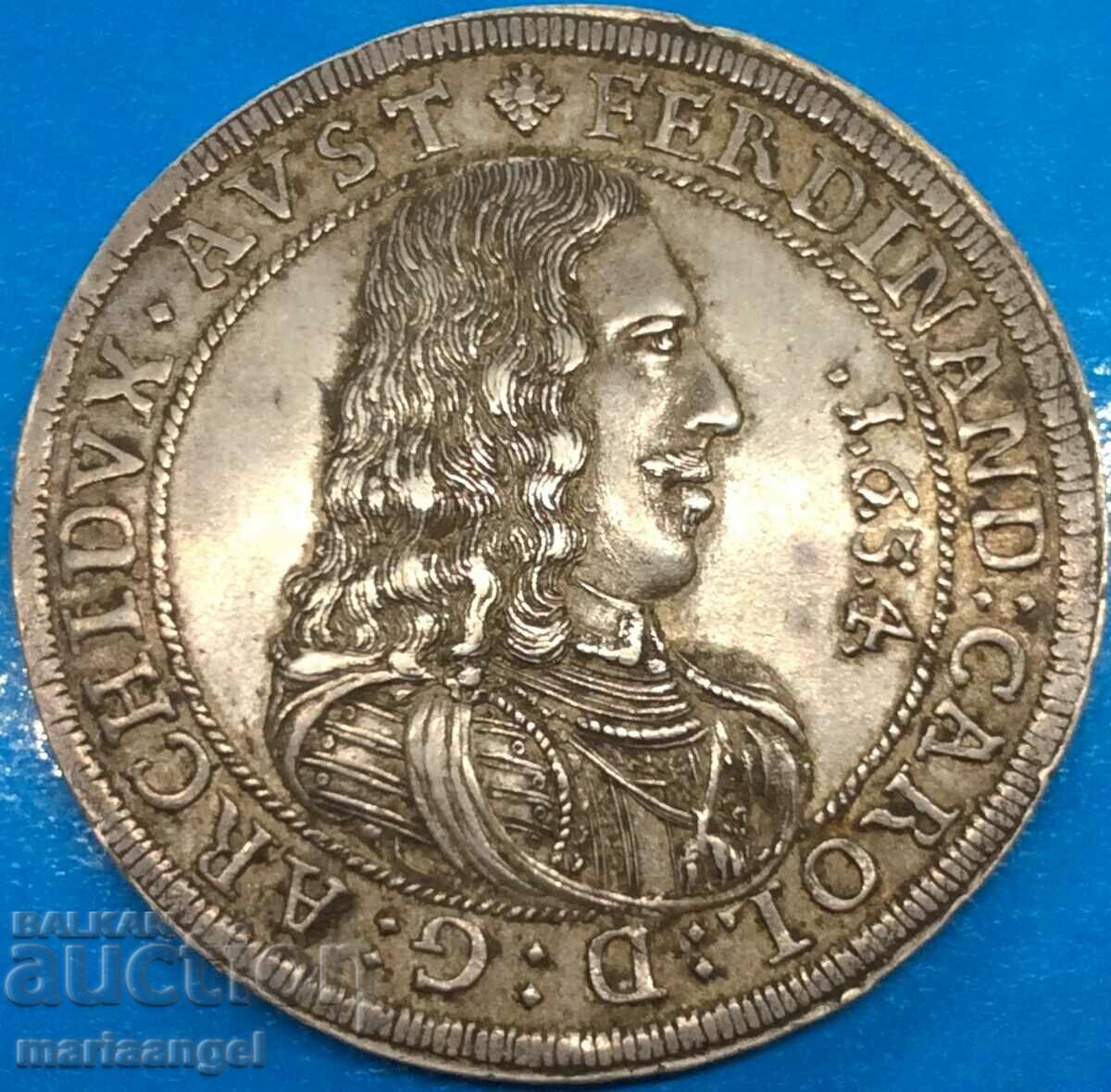 RDR Austria 1 Thaler 1654 Hall Tyrol Ferdinand Karl silver RARE