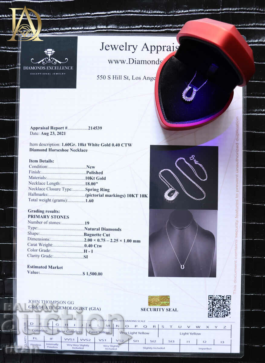 Auction New Gold Horseshoe Necklace with 0.40ct Natural Diamonds Auction New Gold Horseshoe Necklace with 0.40ct Natural Diamonds