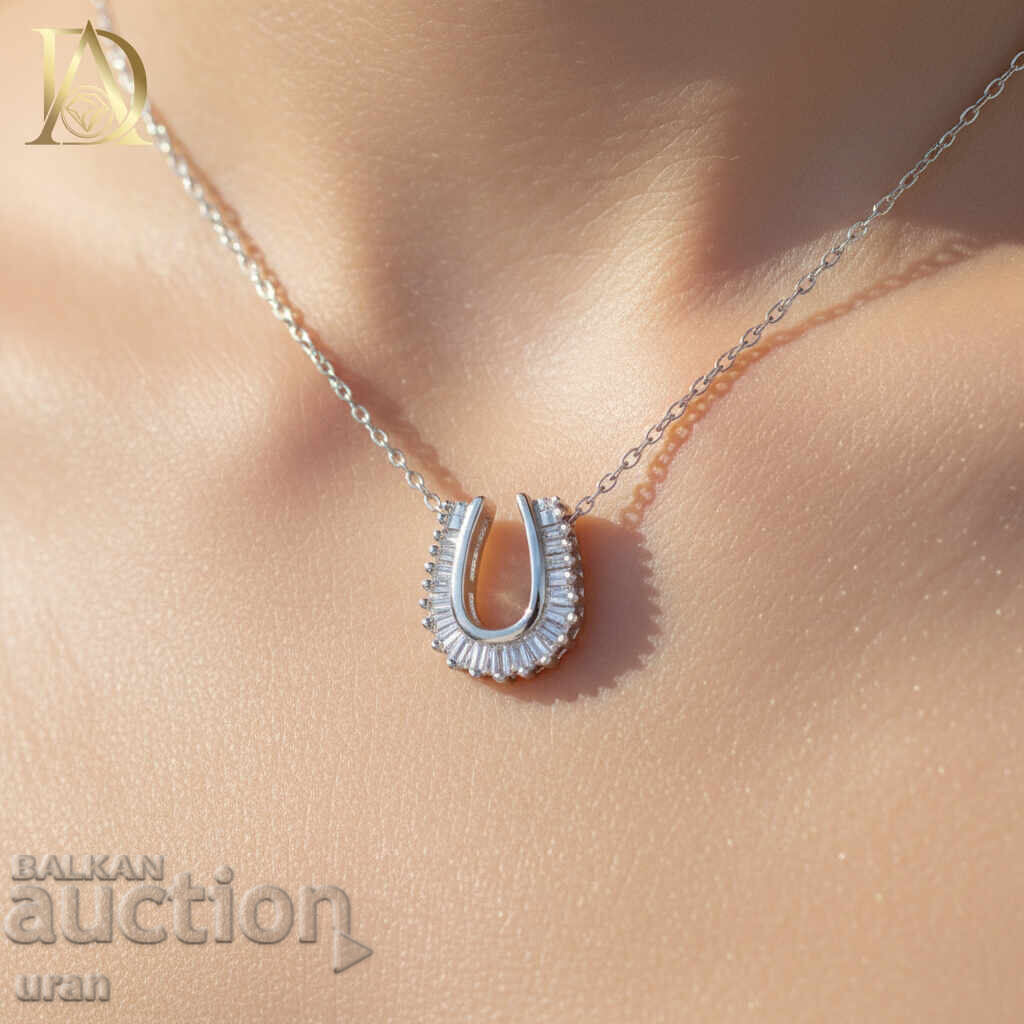 Auction  New Gold Horseshoe Necklace with 0.40ct Natural Diamonds