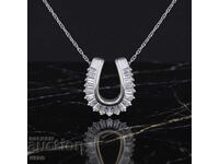 Colier cu potcoavă de aur nou cu diamante naturale de 0,40 ct