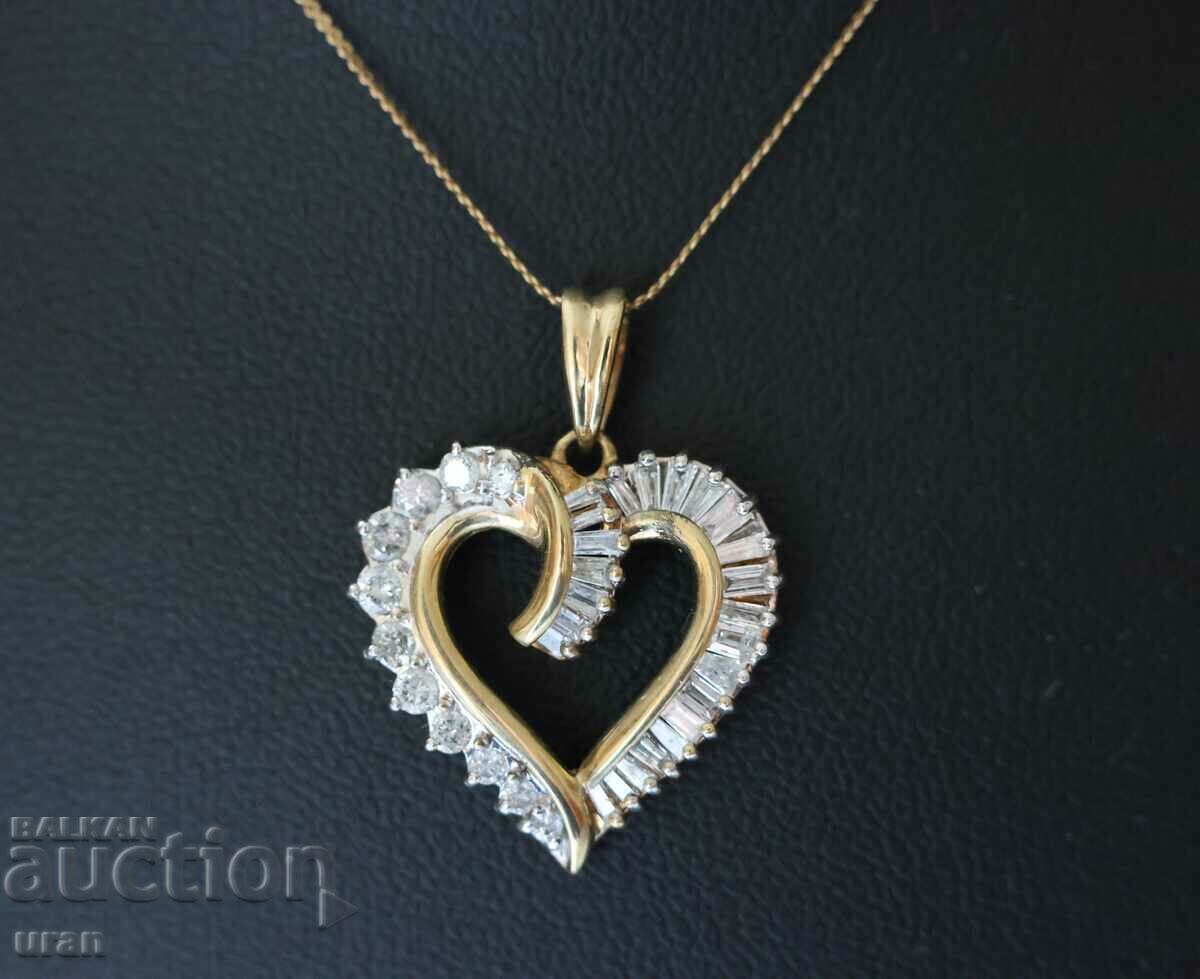 Colier nou de aur cu diamante naturale de 0,55 ct