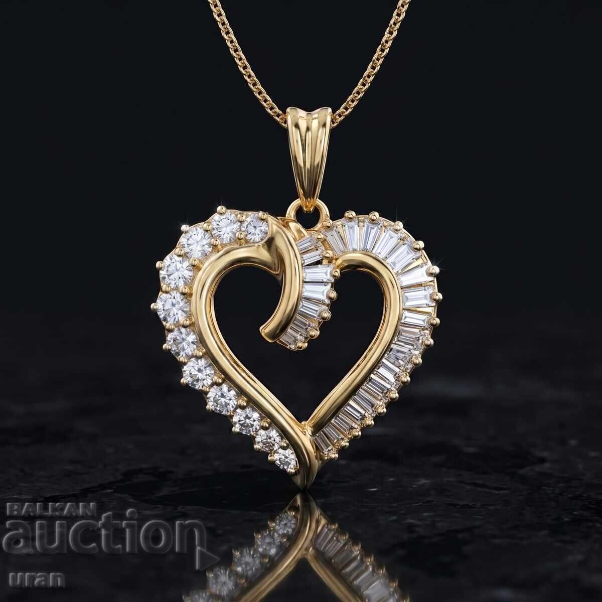 Colier nou de aur cu diamante naturale de 0,55 ct