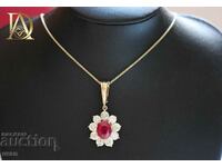 New Gold Necklace with 3.14ct Natural Ruby and 3.37ct Diamonds