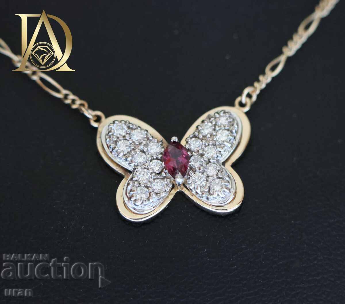 Colier nou fluture din aur cu rubin natural și diamante - 5 Colier nou fluture din aur cu rubin natural și diamante - 5