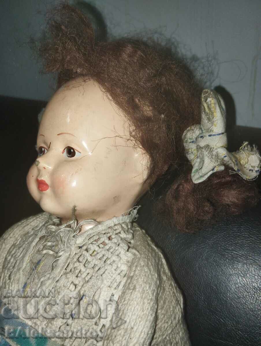 Auction  Very old and rare hand painted papier mache doll