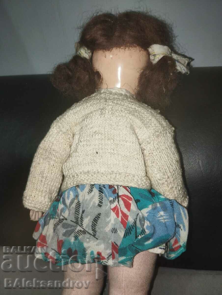 Very old and rare hand painted papier mache doll - 5