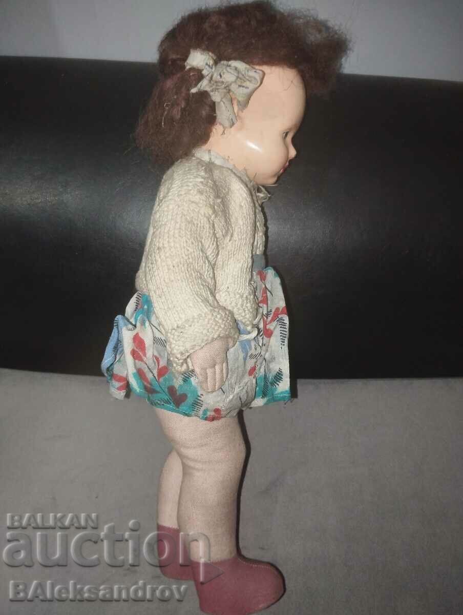 Very old and rare hand painted papier mache doll - 6