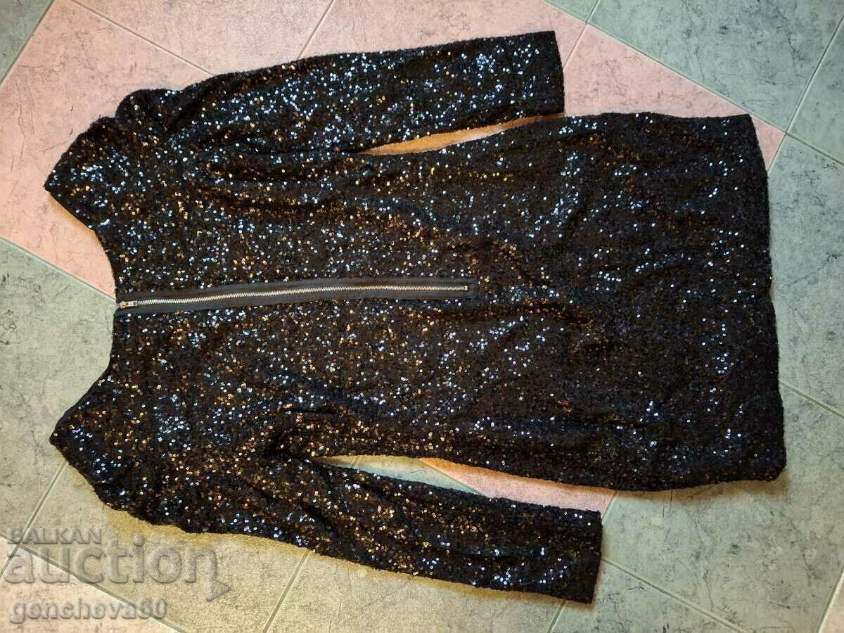 Rochie de modă elegantă neagră, cu paiete strălucitoare - 5