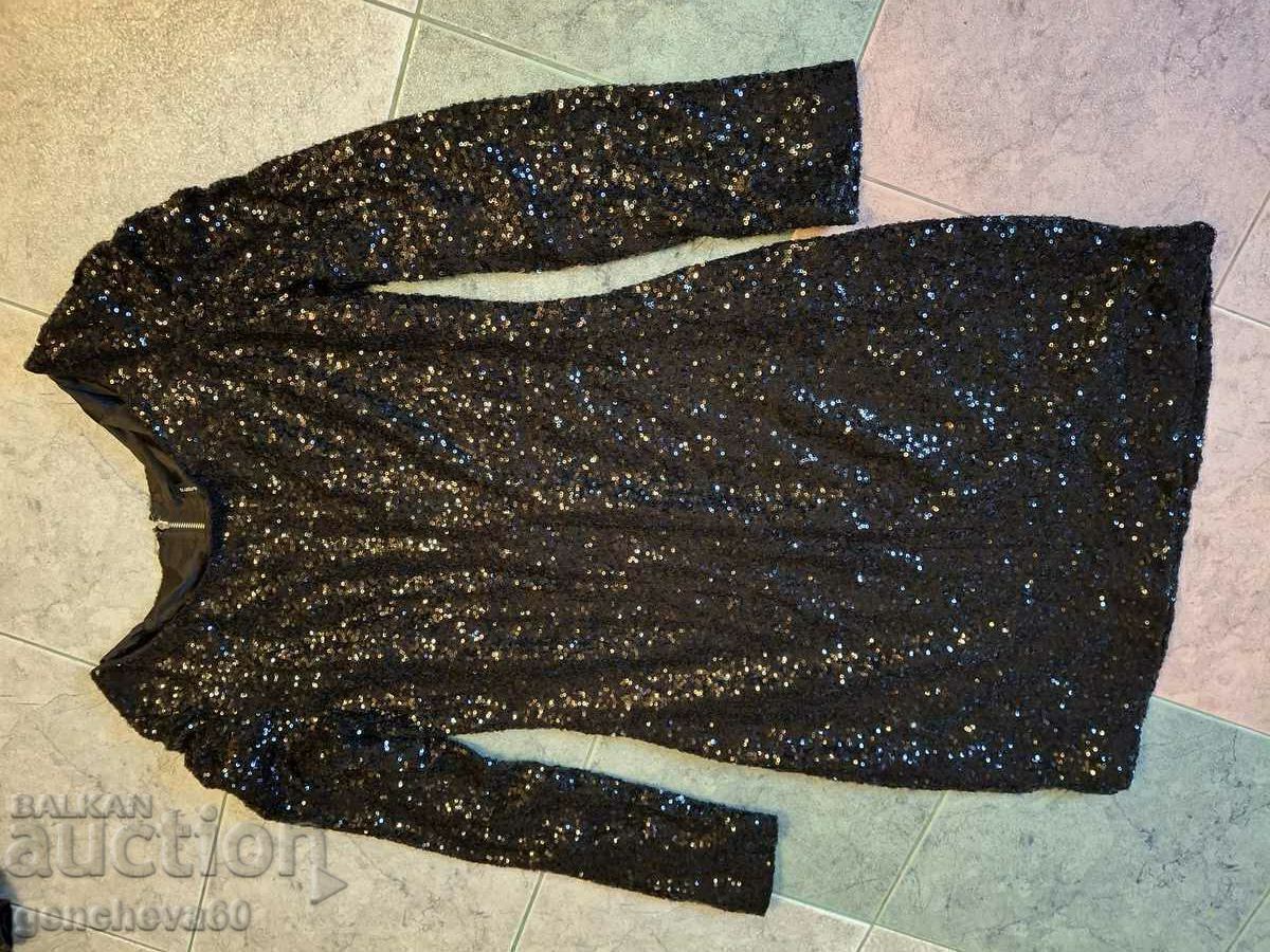 Rochie de modă elegantă neagră, cu paiete strălucitoare - 6