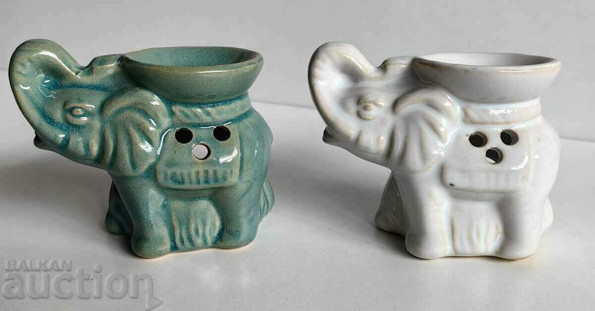. LOT CERAMIC ELEPHANTS CANDLESTICK HEALTHY ELEPHANT FIGURE - 5