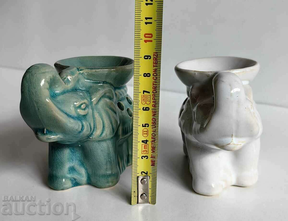 . LOT CERAMIC ELEPHANTS CANDLESTICK HEALTHY ELEPHANT FIGURE - 6