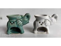 . LOT CERAMIC ELEPHANTS CANDLESTICK HEALTHY ELEPHANT FIGURE