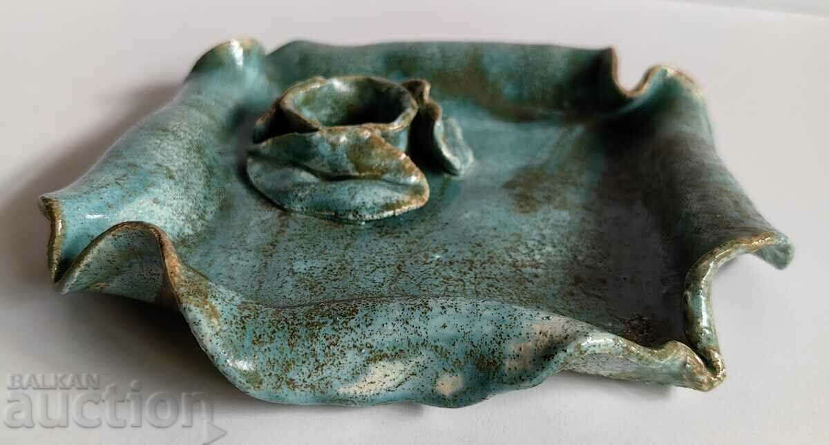 . LARGE CERAMIC PLATE CANDLE HOLDER HELLO with price 19.00 BGN | € 9.71 . LARGE CERAMIC PLATE CANDLE HOLDER HELLO with price 19.00 BGN | € 9.71