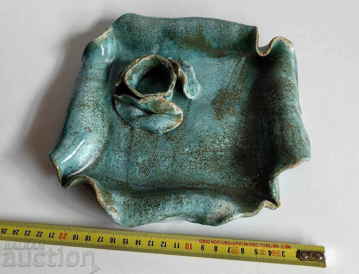 Auction . LARGE CERAMIC PLATE CANDLE HOLDER HELLO Auction . LARGE CERAMIC PLATE CANDLE HOLDER HELLO