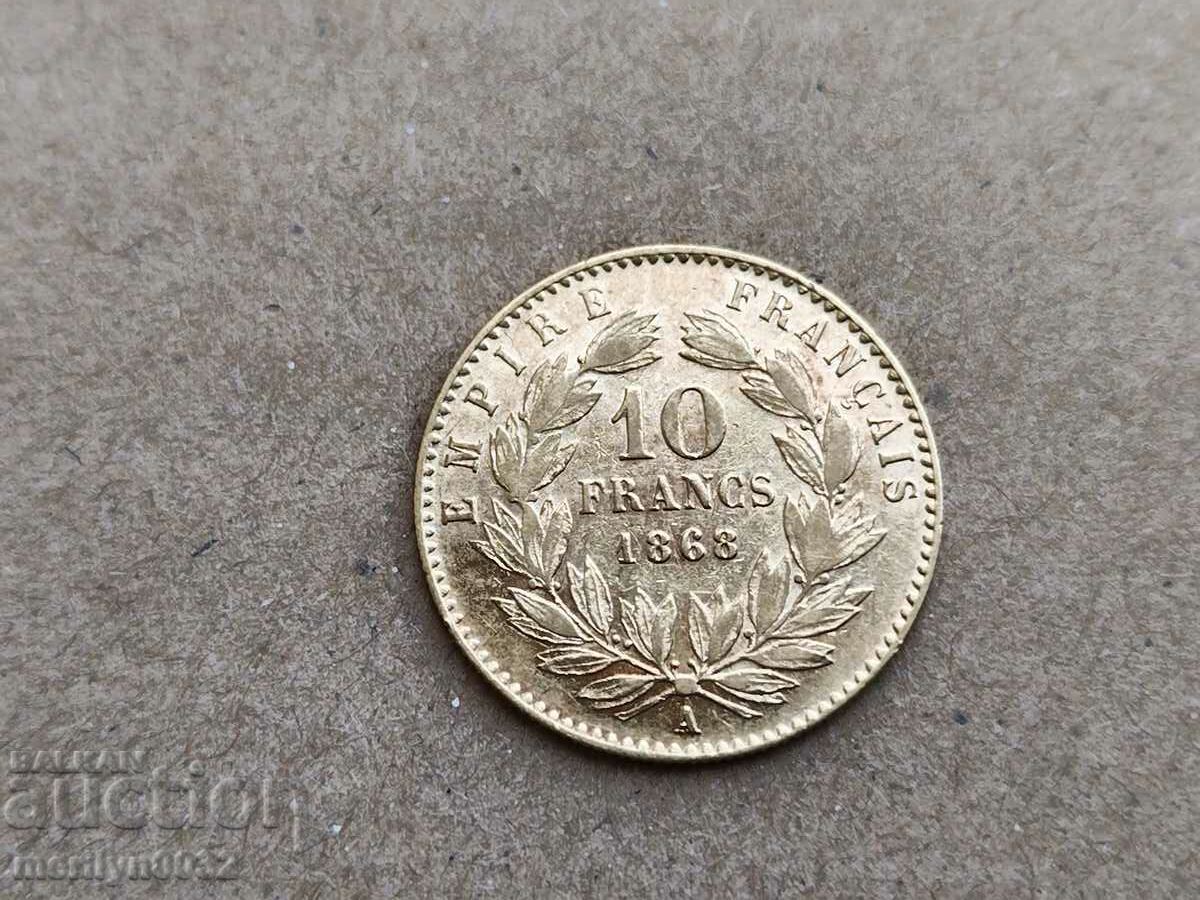 10 franci 1868 Franta aur 3,22 900/1000