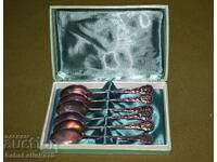 Set of six small silver-plated spoons