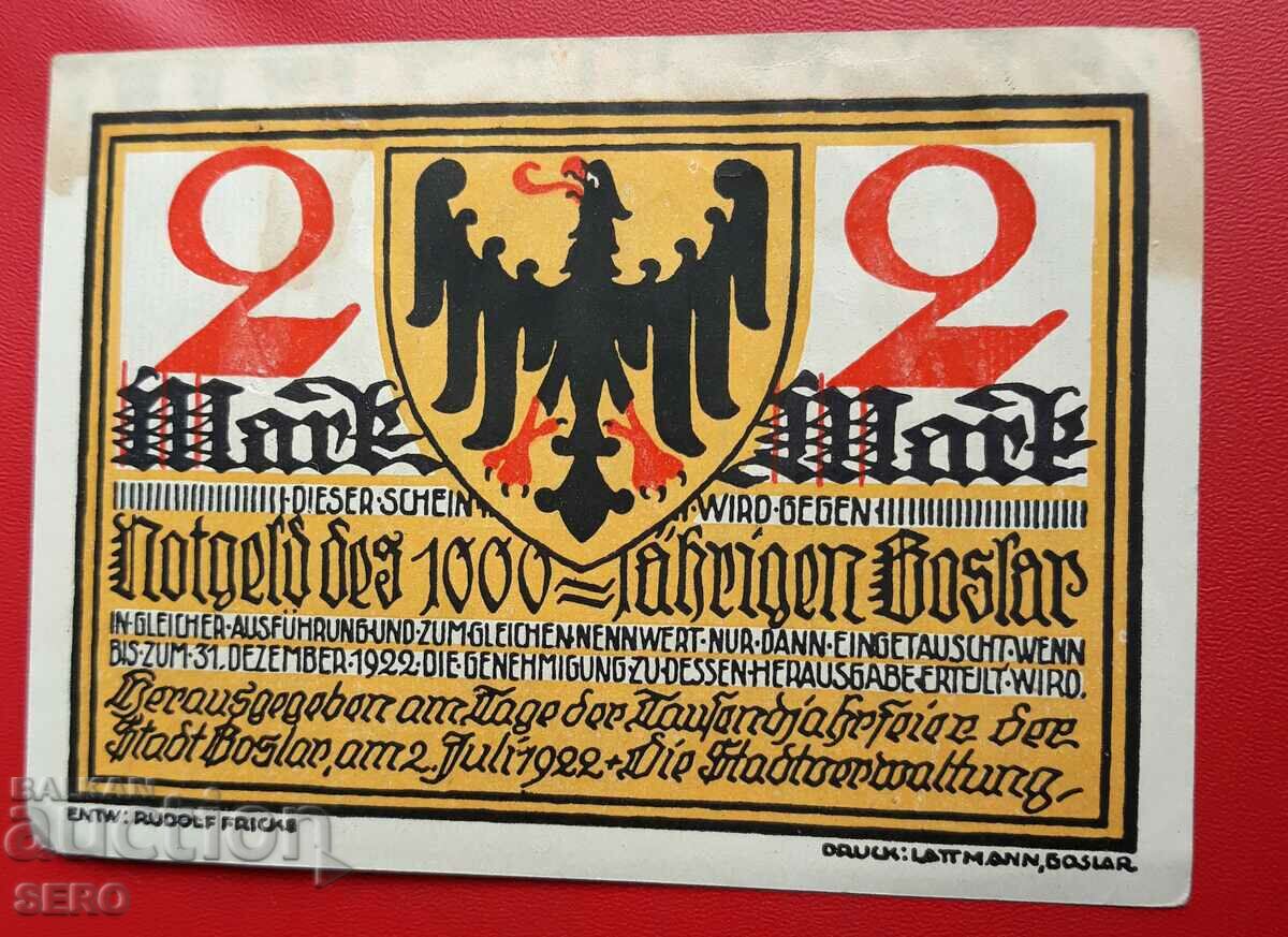 Bancnotă-Germania-Saxonia-Goslar-2 mărci 1922