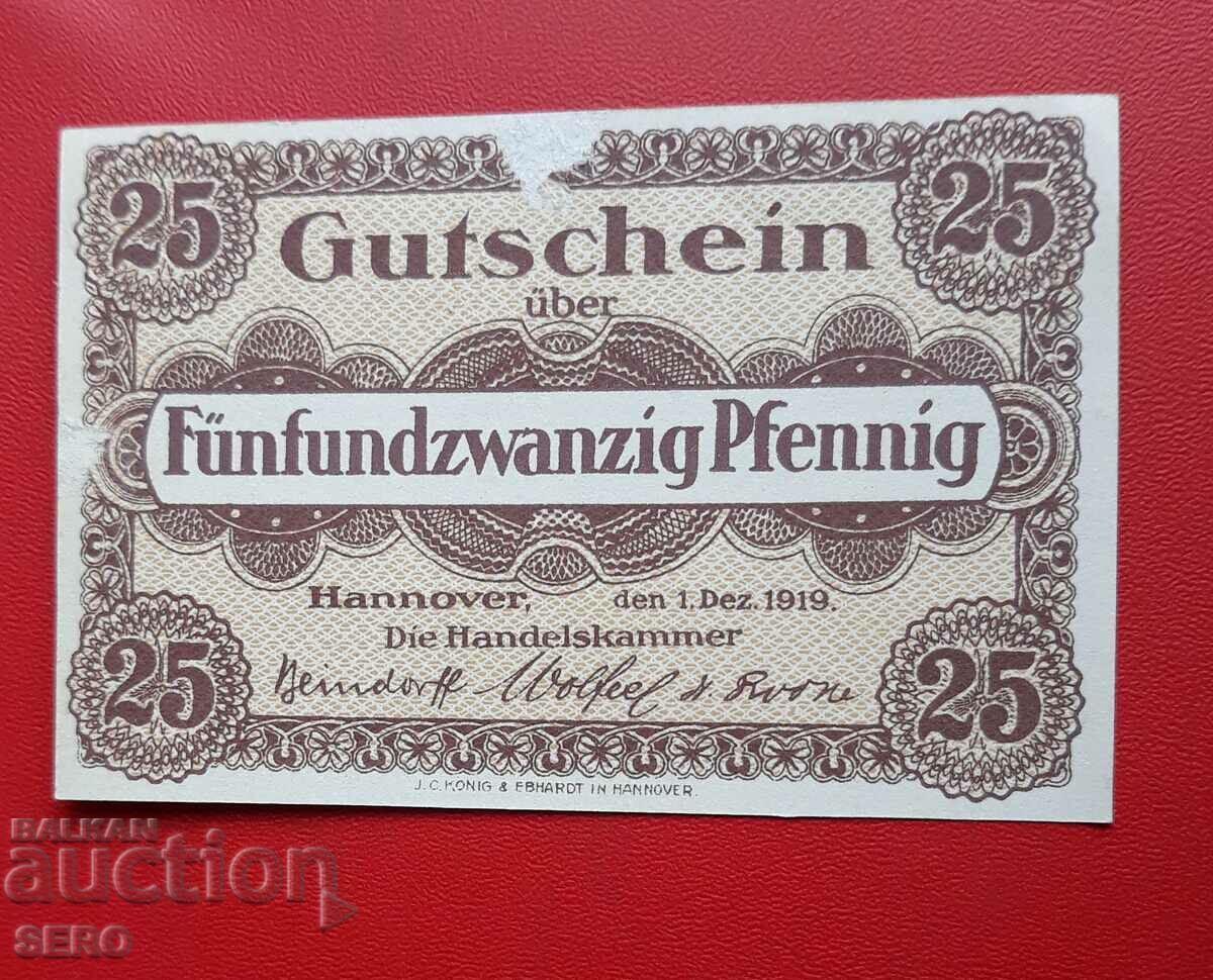 Bancnota-Germania-Saxonia-Hanovra-25 Pfennig 1919