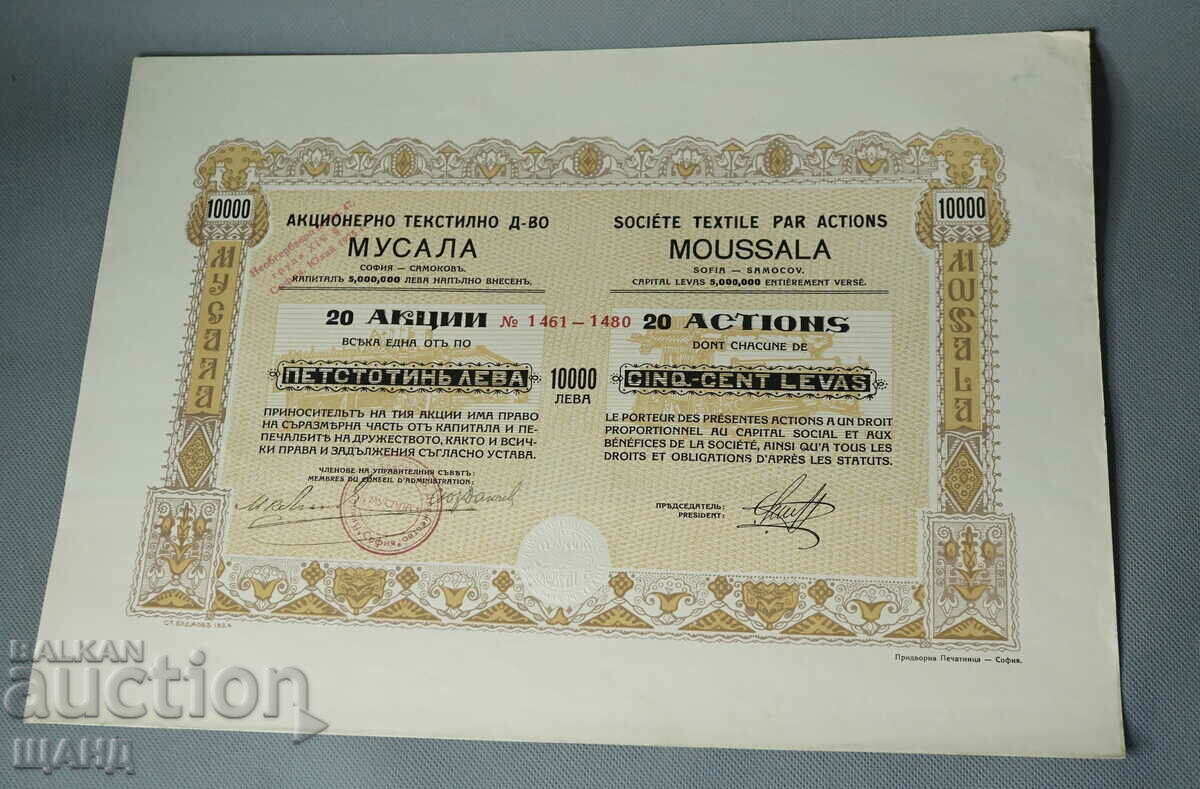 1924 Μετοχή Musala Joint Stock Company 10.000 BGN