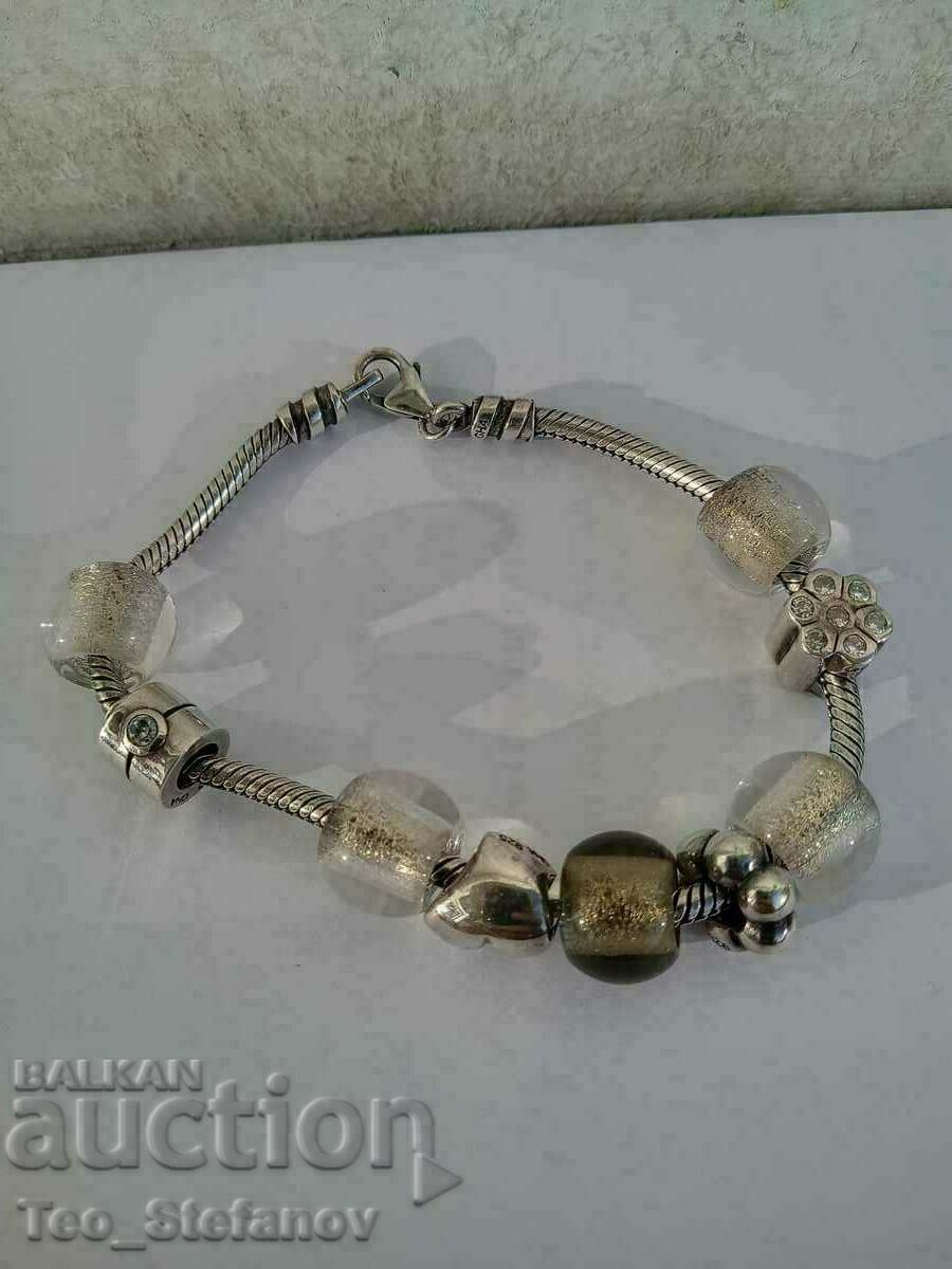 Pandora silver bracelet solid silver with zircons - 6 Pandora silver bracelet solid silver with zircons - 6