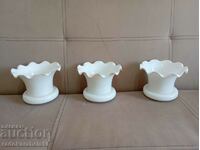 Three pieces of white glass lampshades. Lamp glass. Po cup