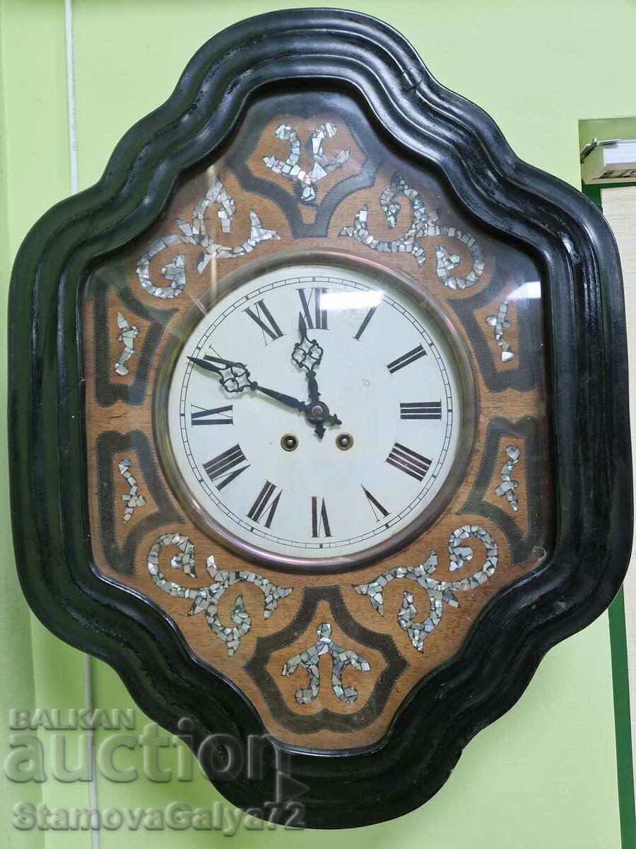 Auction Antique collectible mother of pearl wall clock Auction Antique collectible mother of pearl wall clock