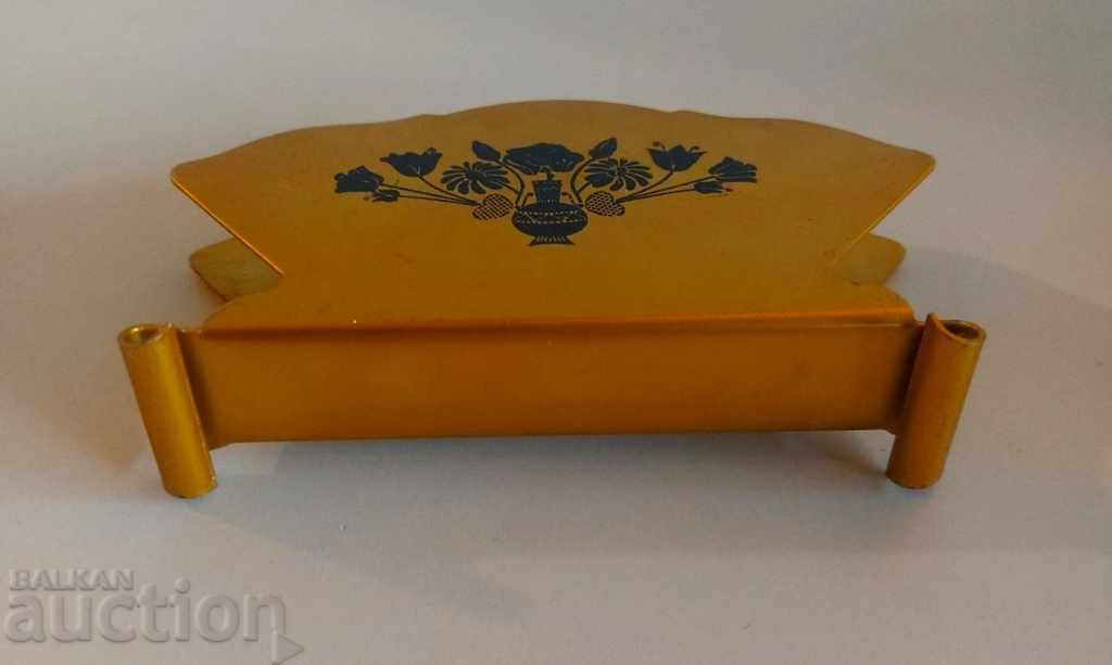 Delivery of . SOC METAL NAPKIN HOLDER VASE WITH FLOWERS