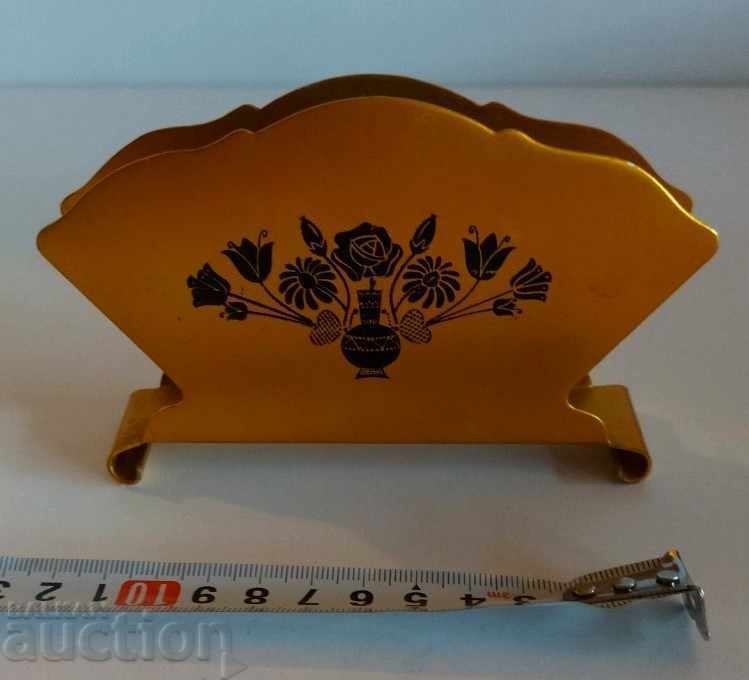 . SOC METAL NAPKIN HOLDER VASE WITH FLOWERS - 5