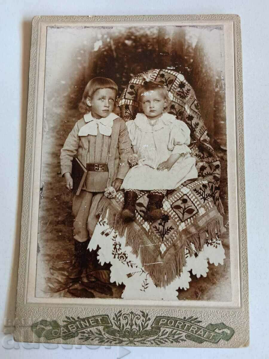 . BOY GIRL PHOTO CARDBOARD KINGDOM OF BULGARIA