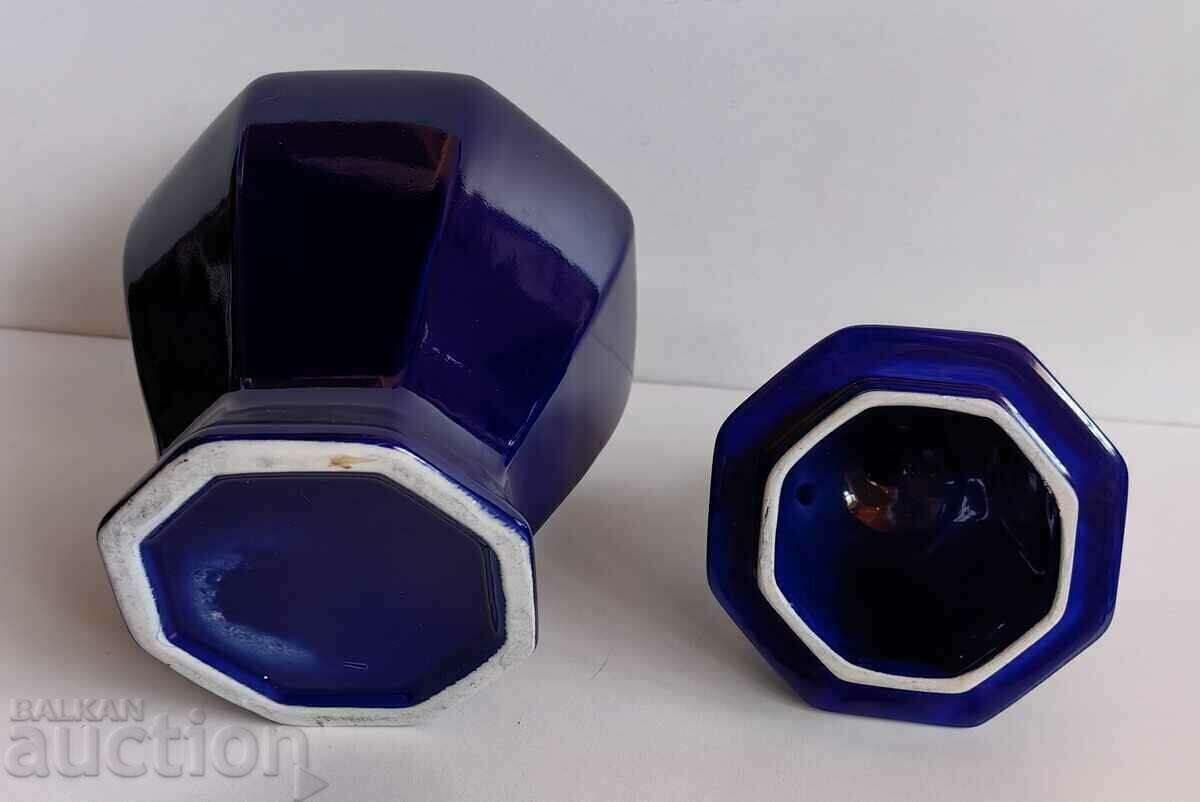 . ITALIAN PORCELAIN URN JAR VASE COBALT BLUE - 6 . ITALIAN PORCELAIN URN JAR VASE COBALT BLUE - 6