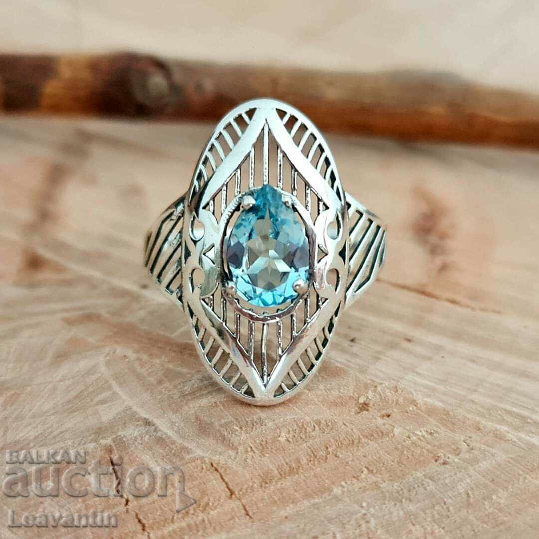 Inel de argint 5475 cu topaz albastru