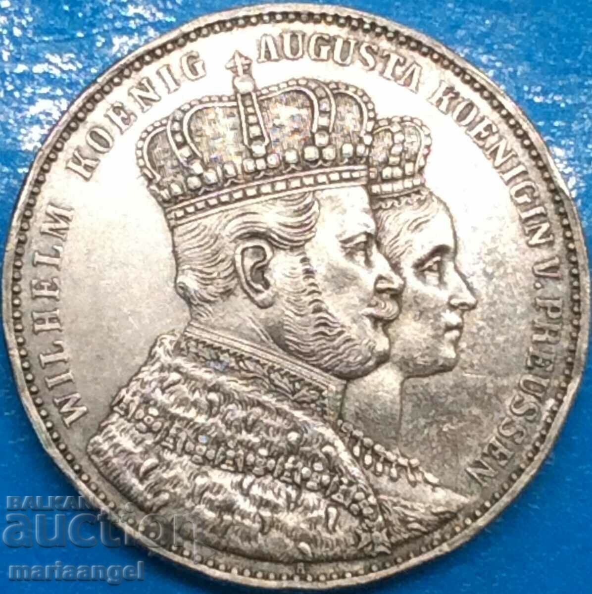 1 Thaler 1861 Prussia Coronation of Wilhelm I and Augusta silver