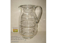 Glass jug 23cm hand engraved gilt1960s excellent