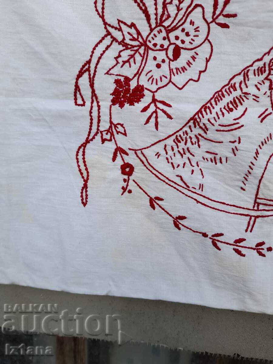 Auction  Old embroidered pillowcase