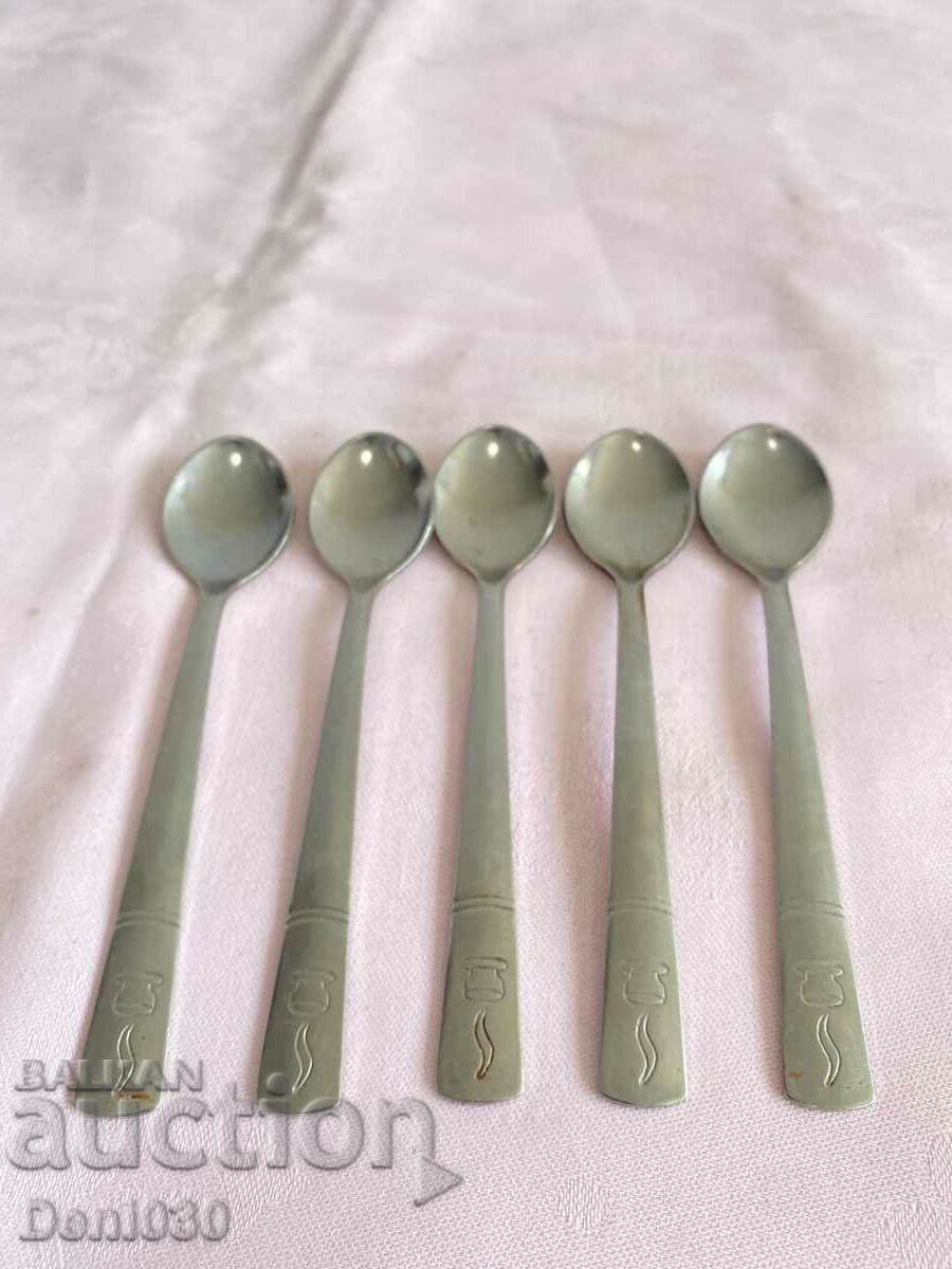 Old Bulgarian coffee spoons from the 70s with markings