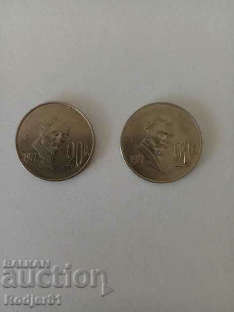 1977 - 20 centavos Mexic 3 buc