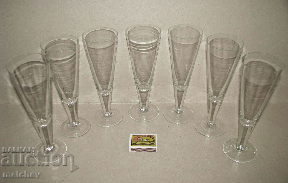 Set of 7 tall glass cocktail glasses 19 cm, excellent