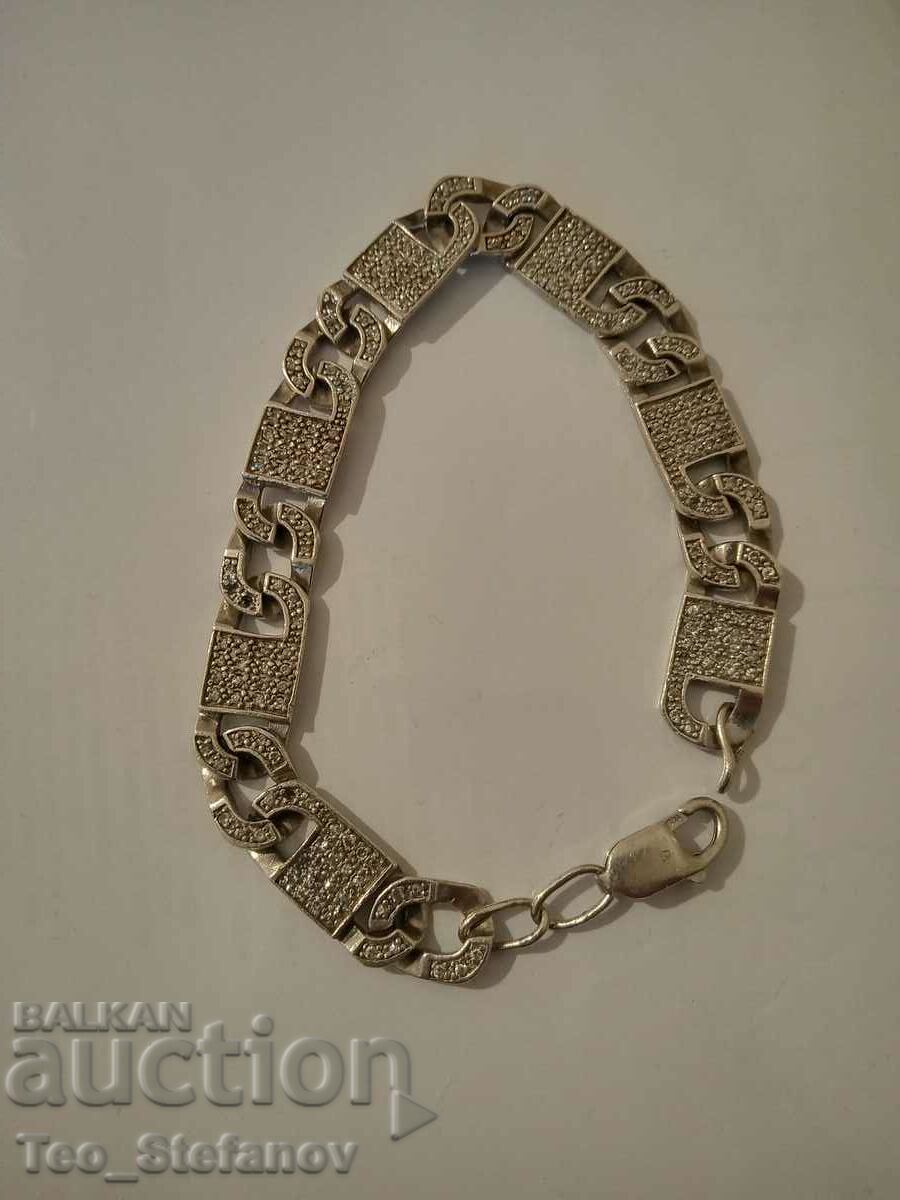 Designer silver bracelet with zircons