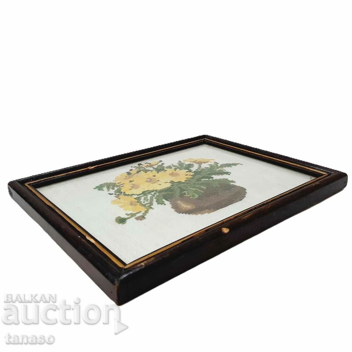 Old tapestry, embroidery in a frame under glass(3.3) - 5 Old tapestry, embroidery in a frame under glass(3.3) - 5