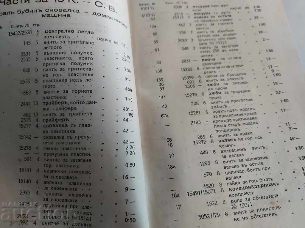 Delivery of , 1937 PRICE LIST NEEDLES SEWING KNITTING MACHINE PARTS