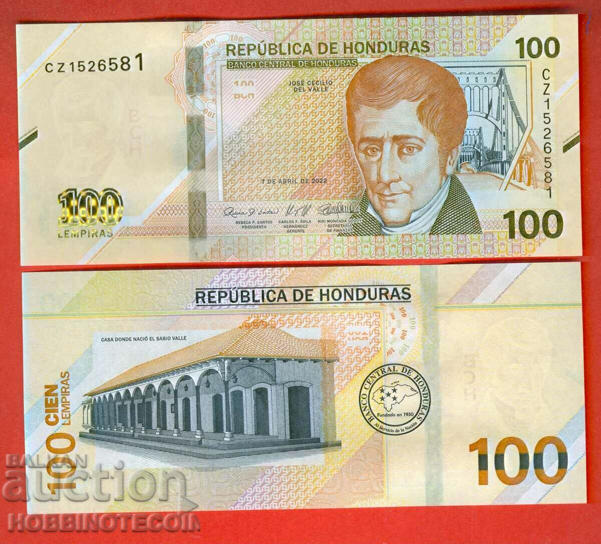 ХОНДУРАС HONDURAS 100 Лемпира емисия issue 2022 НОВА UNC