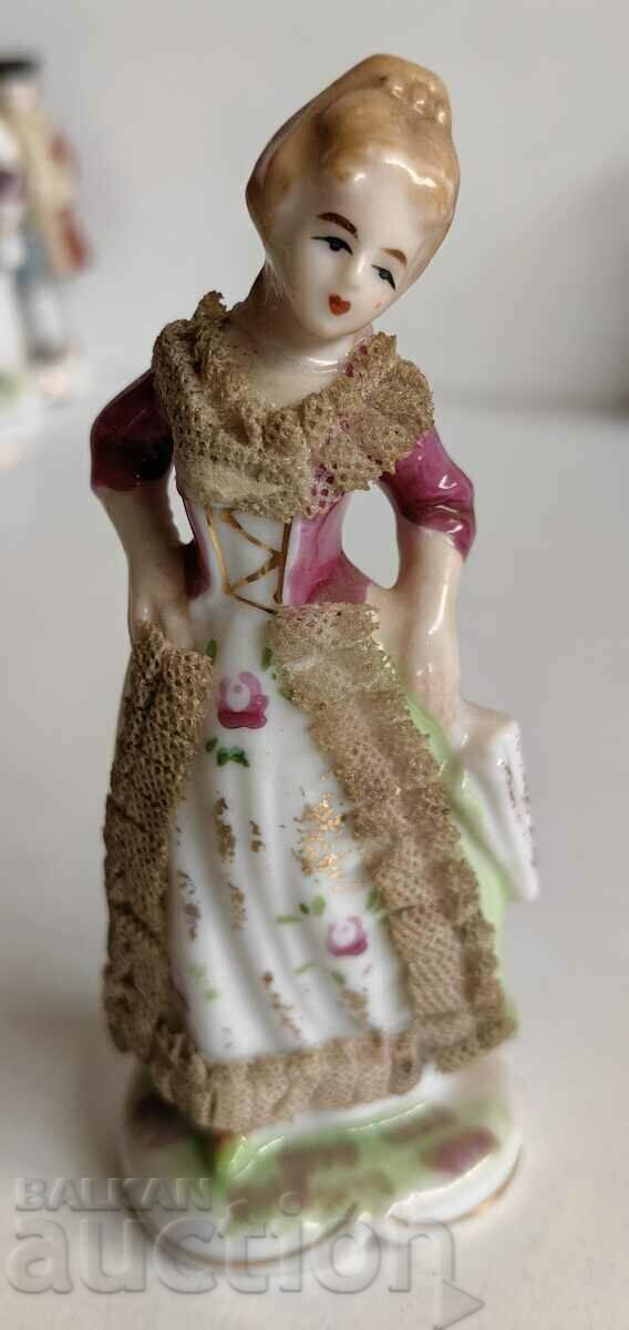 . WOMAN WITH UMBRELLA MARKED PORCELAIN FIGURE STATUETTE HEALTH