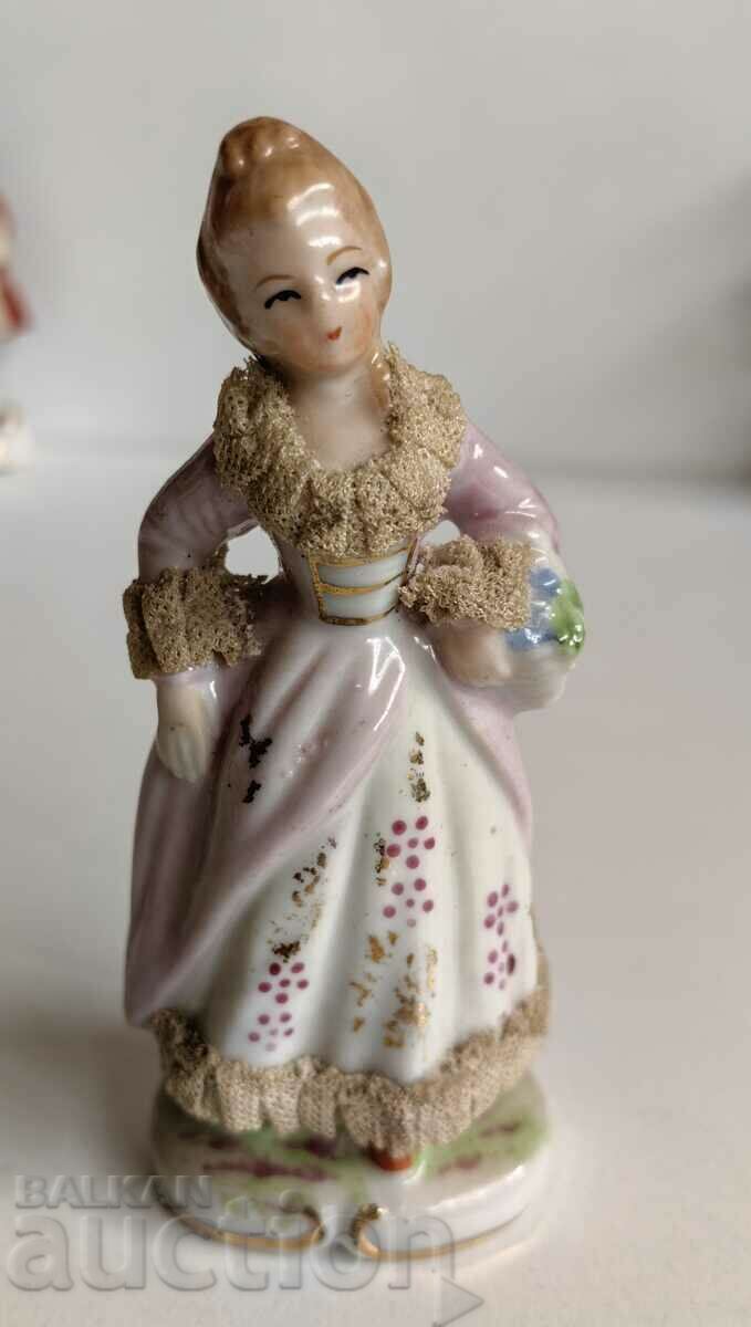 .WOMAN WITH BASKET MARKED PORCELAIN FIGURE STATUETTE HEALTH